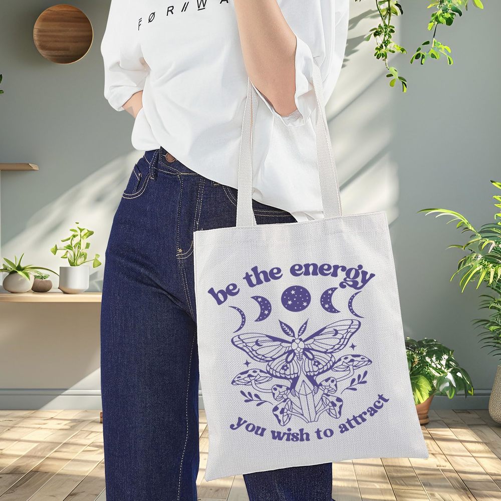 Law Of Attraction Tote Bag Positive Affirmation Gifts Be The Energy You Wish :o - Picture 5 of 7